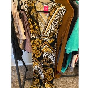 Versace inspired romper with low V-cut